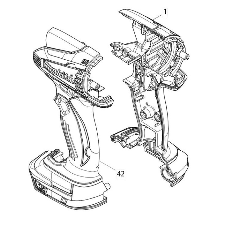 Carcasse 187114-3 visseuse à choc Makita  BTD134, DTD134