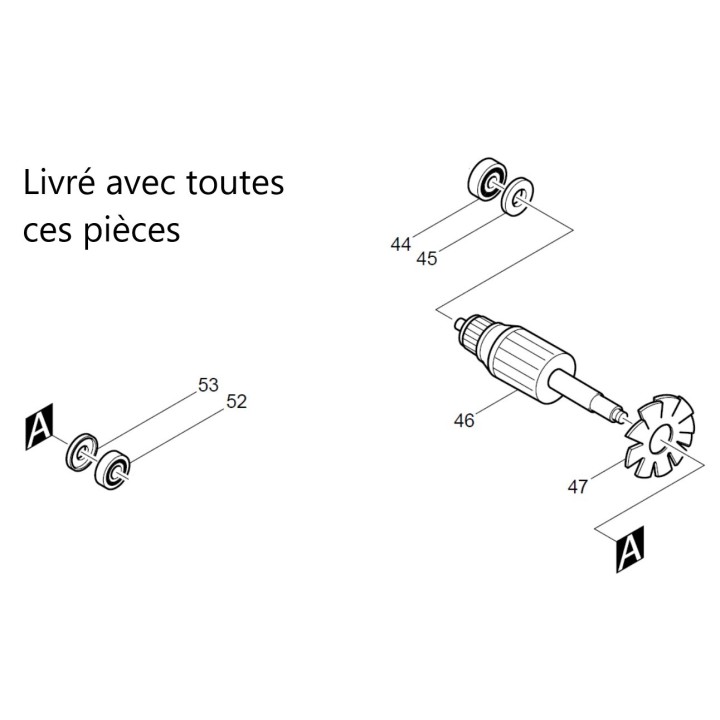 Induit 513388-4 rabot de charpente Makita 1805B, 1806B