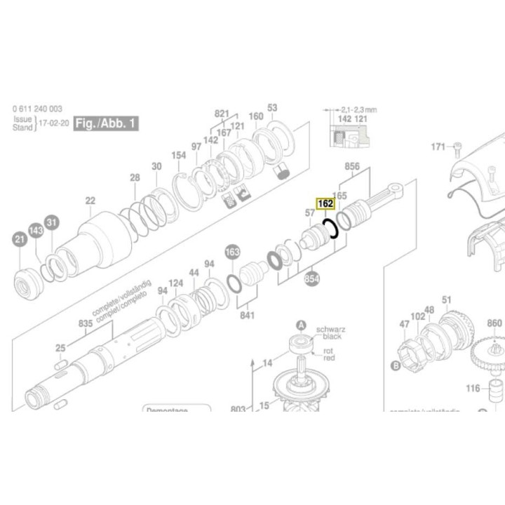 Joint perforateur Bosch GBH 5-38 D, GBH 5-40 DE, GBH 500, GBH 5400