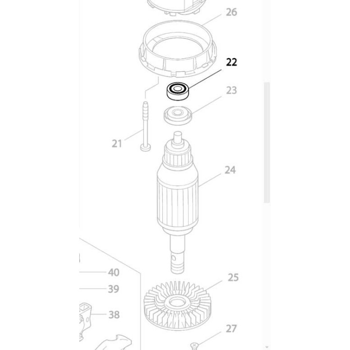 Roulement à bille 608DDW - Makita