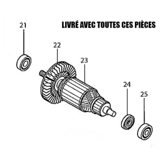 Induit 515263-0 pour boulonneuse Makita TW0350