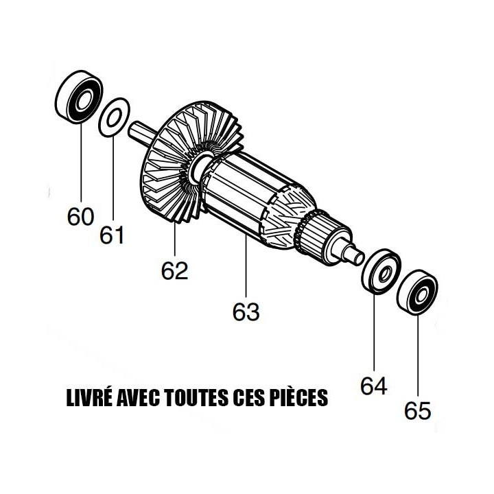 Induit 515289-2 perforateur Makita HR2460, HR2470, HR2470T, HR2470FT - 517984-0