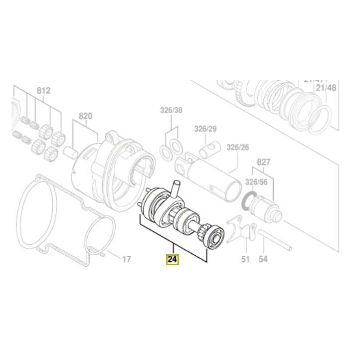 Arbre intermédiaire 1 607 000 D10 Bosch pour GBH 18 V-LI, GBH 36 V-LI 