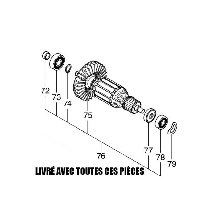 Induit perfo Makita HR2600 HR2610T HR2611FT HR2630T HR2631FT HR2631T