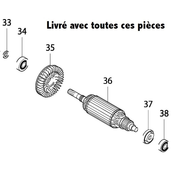 Induit Makita DP4011, HP2050, HP2050F, HP2051, HP2051F - 517414-1