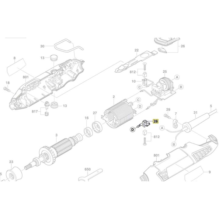 Porte charbon gauche 2 610 009 854 pour Dremel 4000 - 2610009854