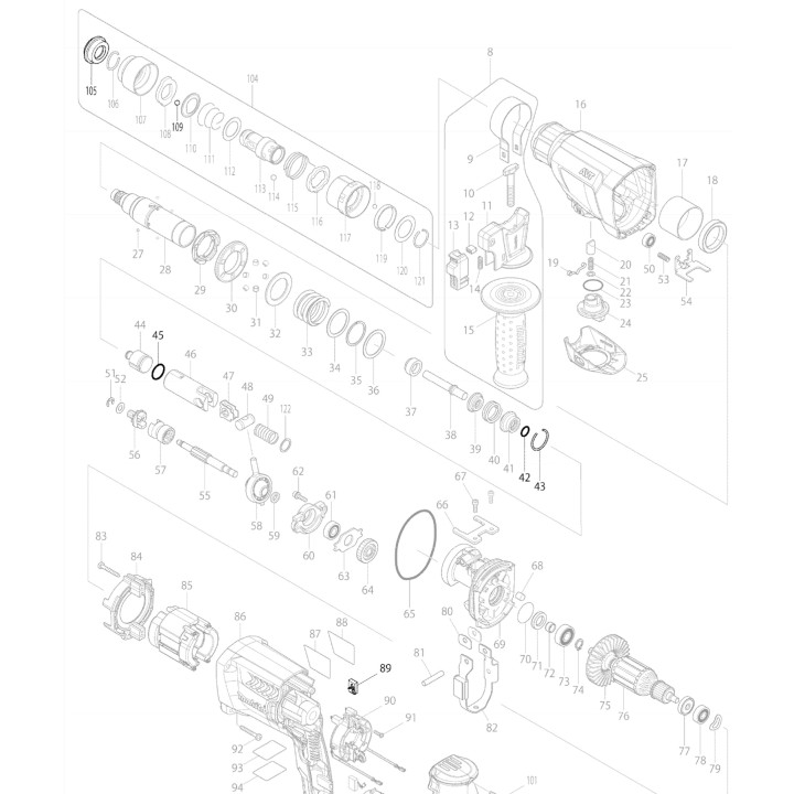 Kit de maintenance perforateur Makita HR2611FT, HR2631FT, HR2651T