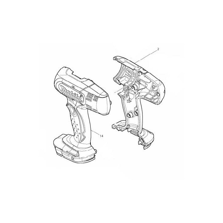 Carcasse 187363-2 perceuse-visseuse Makita DDF453, DHP453