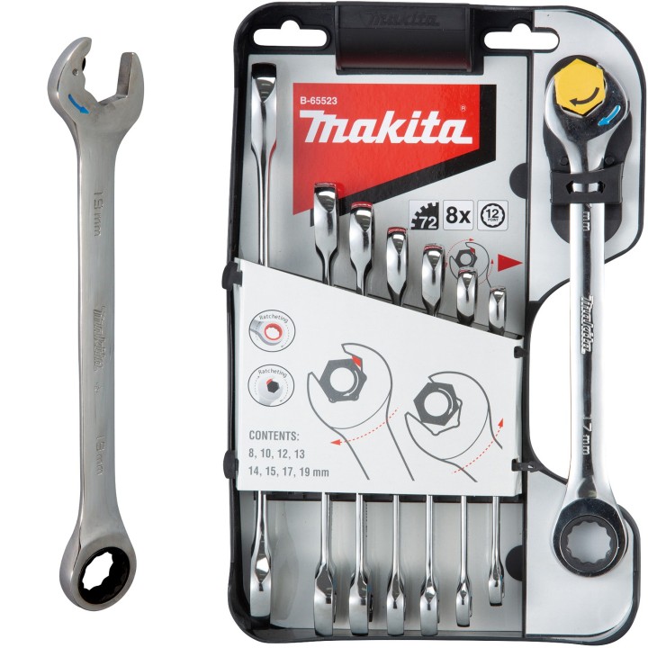 ENSEMBLE CLES MIXTES PLATES ET A CLIQUET, 8PCS