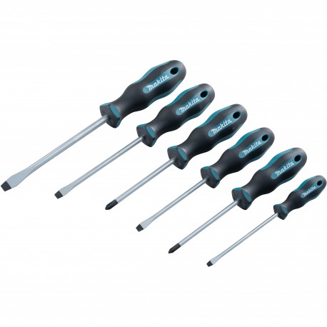 Jeu de 6 tournevis (4 plats, 2 Phillips) Makita - E-10506