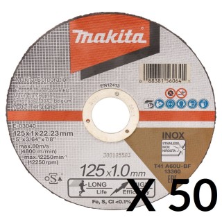 Disques à tronçonner - 125 x 1,0 mm, Métal/Inox (x50) Makita - E-03040-50, E-17120-50