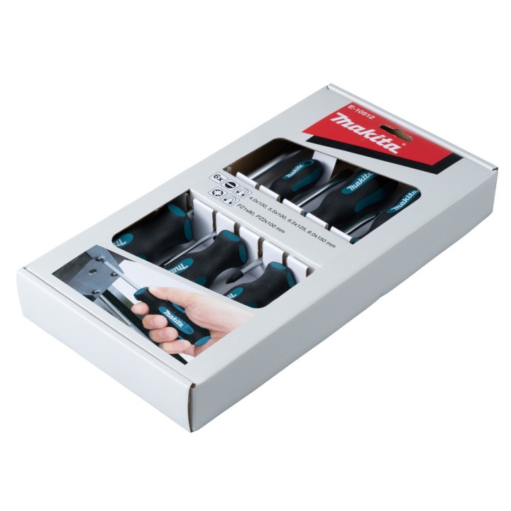 Jeu de 6 tournevis (4 plats, 2 Pozidriv) Makita - E-10512