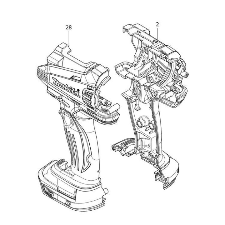 Jeu de carcasses Makita DDF458, DHP458 - 187430-3