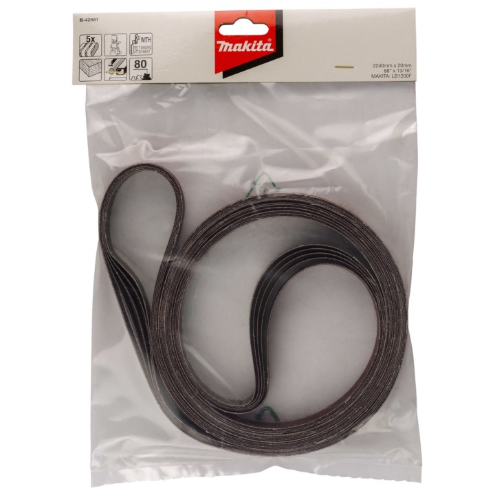 Bande abrasives 20 X 2240 mm grain 80 (5P) - B-42581