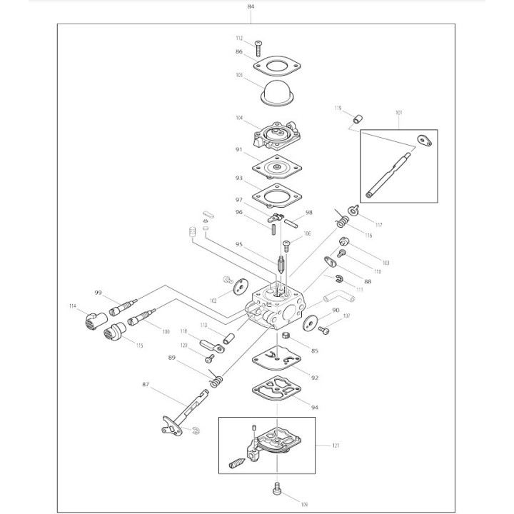Carburateur complet Makita RBL500 - 5416043003, 5416043002, 5416043001