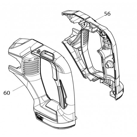 Poignée complète scie sabre Makita DJR186 - 183C48-6, 183C49-4