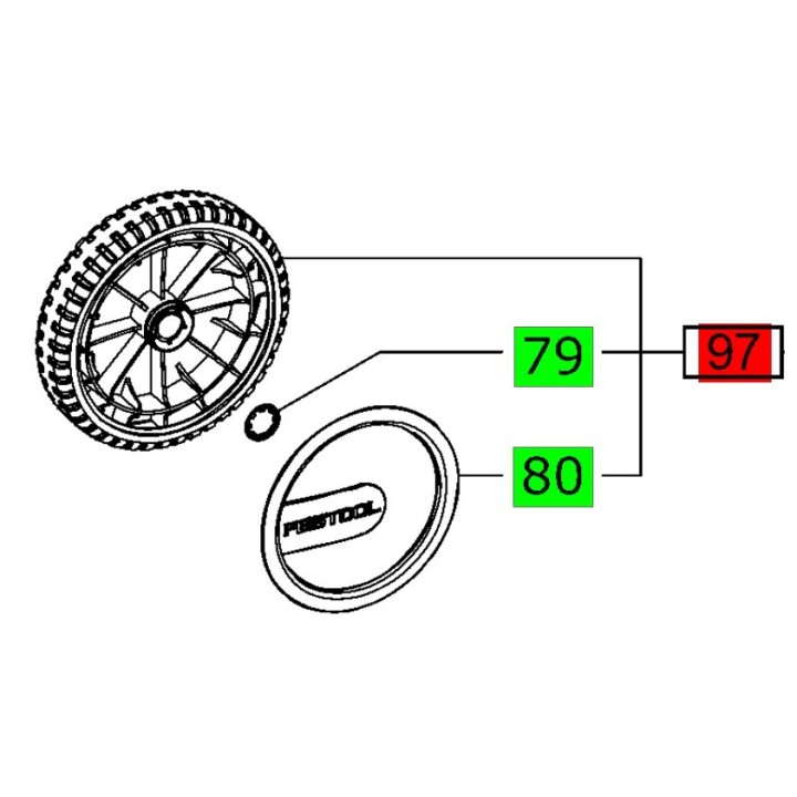 Roue arrière apirateur Festool CT 26, CT 36, CT 48 - 500316