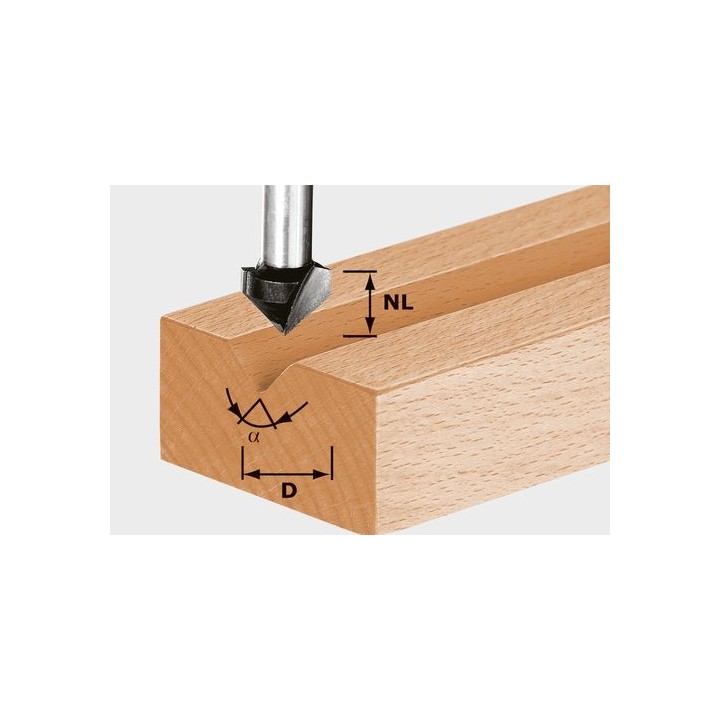 Fraises à rainurer en V HW S8 D14/7/90° - Festool