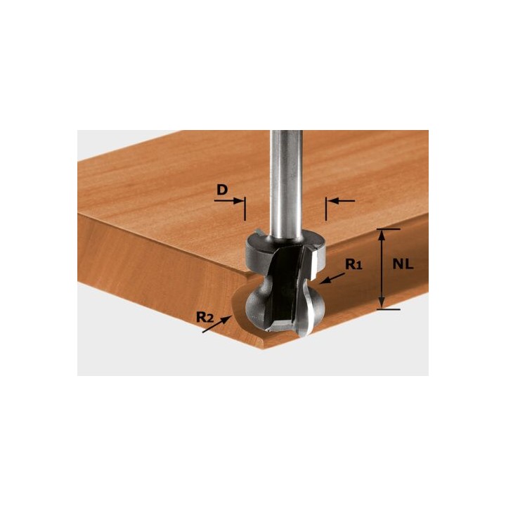 Fraise pour poignée moulurée HW S8 D22/16/R2,5+6 - Festool