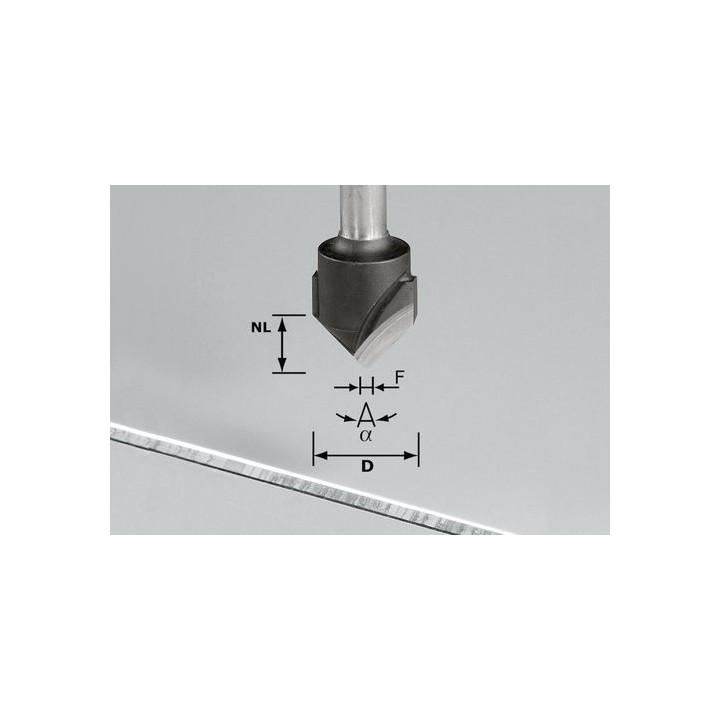 Fraises à rainurer en V HW S8 D18-90°/Alu - Festool