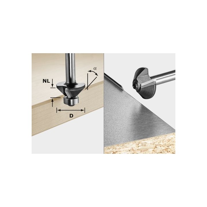 Fraise à chanfreiner S8 HW 45° D26-KL OFK - Festool