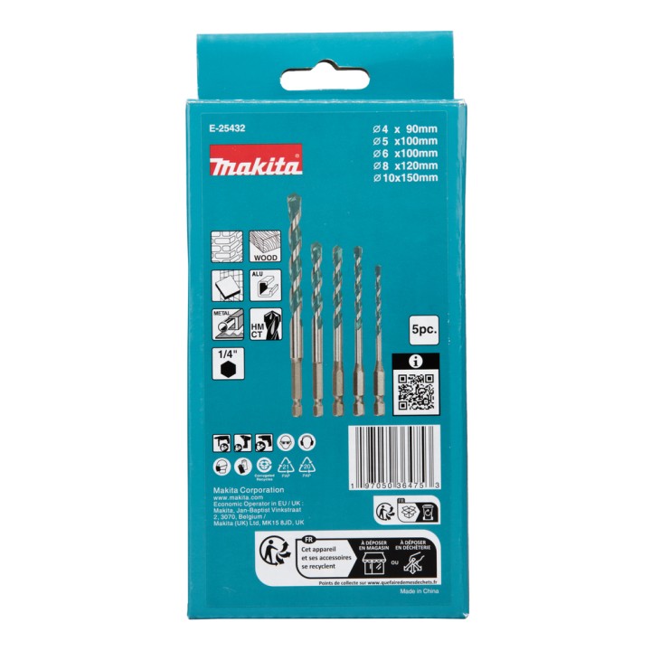 BOITE 5 FORETS MULTI HEXA 1/4 - Makita - E-25432