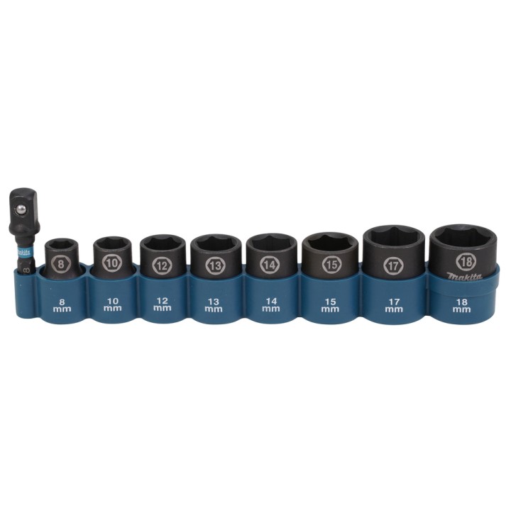 SET DE 8 DOUILLES 1/2'' + ADAPTATEUR 3/8'' - Makita - E-16639