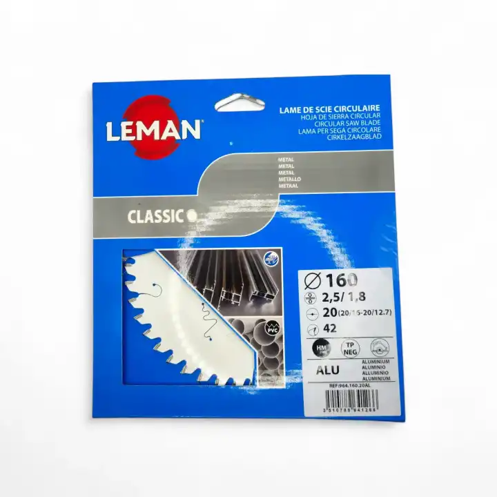 Lame circulaire fine alu 160x20x2,5 - 42Z - Leman - 964.160.20AL
