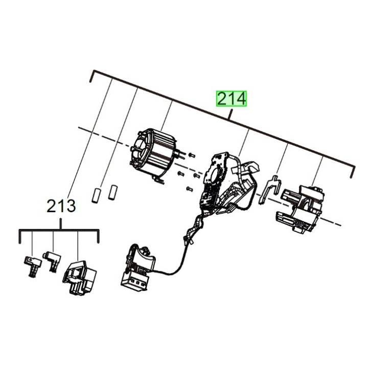 Contrôleur + stator + interrupteur AEG BBH18BL - 4931466560