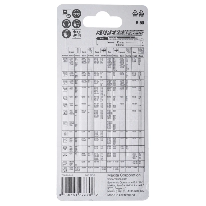 Lames de scie sauteuse Makita B-50 pour bois et PVC - réf: B-06460