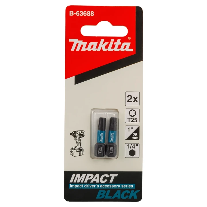 Embouts Impact Black 25 mm TORX ® (T), Hexa 1/4'' - Makita - B-63688
