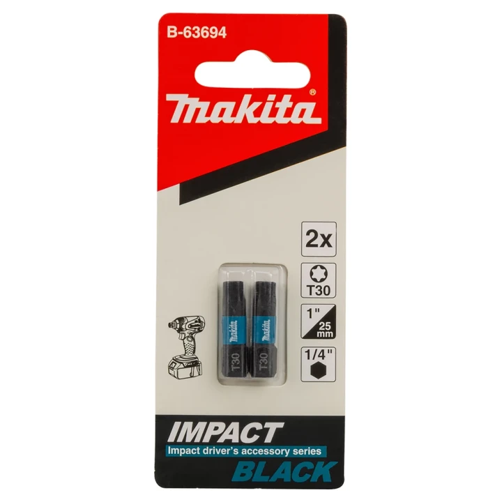 Embouts Impact Black 25 mm TORX ® (T), Hexa 1/4'' - Makita - B-63694
