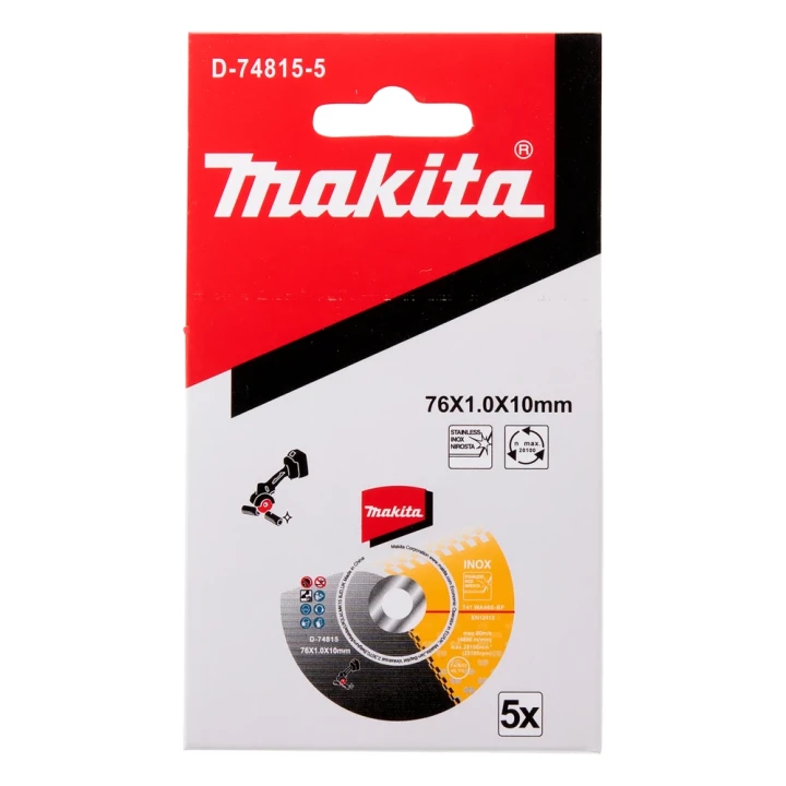 Pack 5 disques à tronçonner inox 76mm - Makita - D-74815-5 DMC300