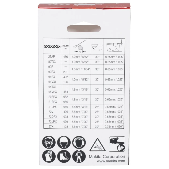 Chaîne 30cm - 0,043" (1,1 mm) - .325"LP - Makita - 191T90-5