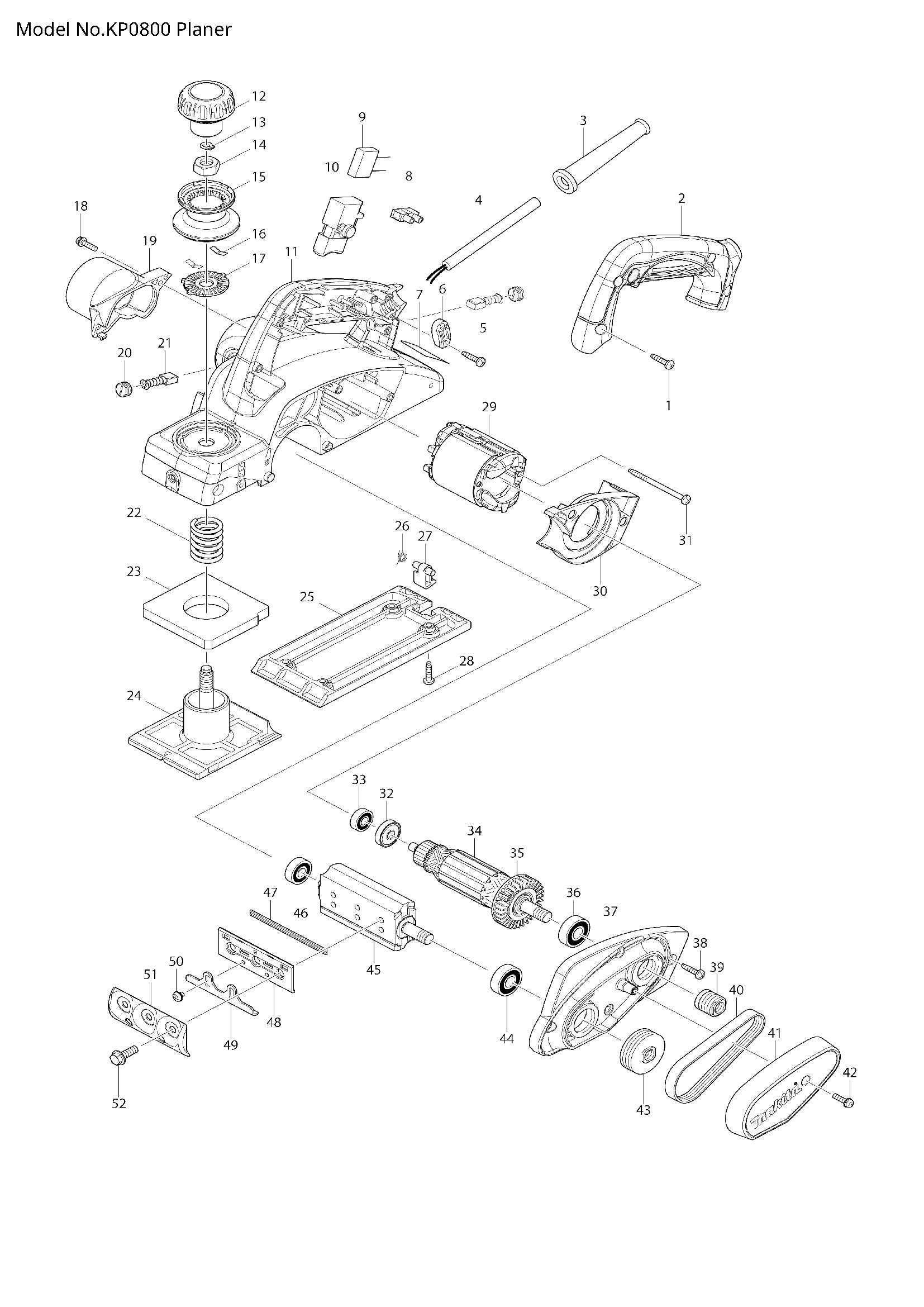 Pièces détachées rabot Makita KP0800