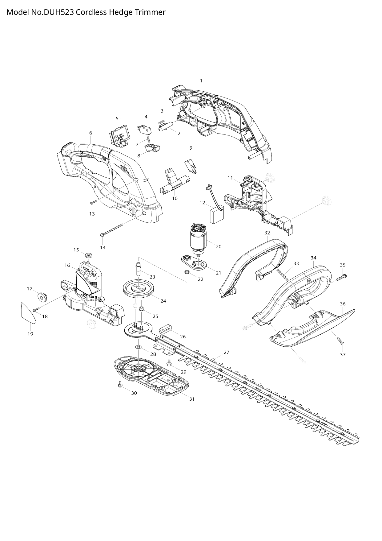 Pièces détachées taille-haie Makita DUH523