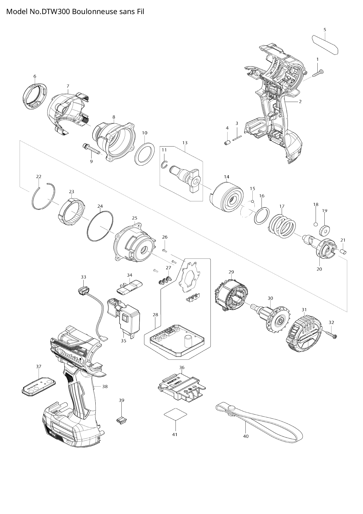 Pièces détachées boulonneuse Makita DTW300