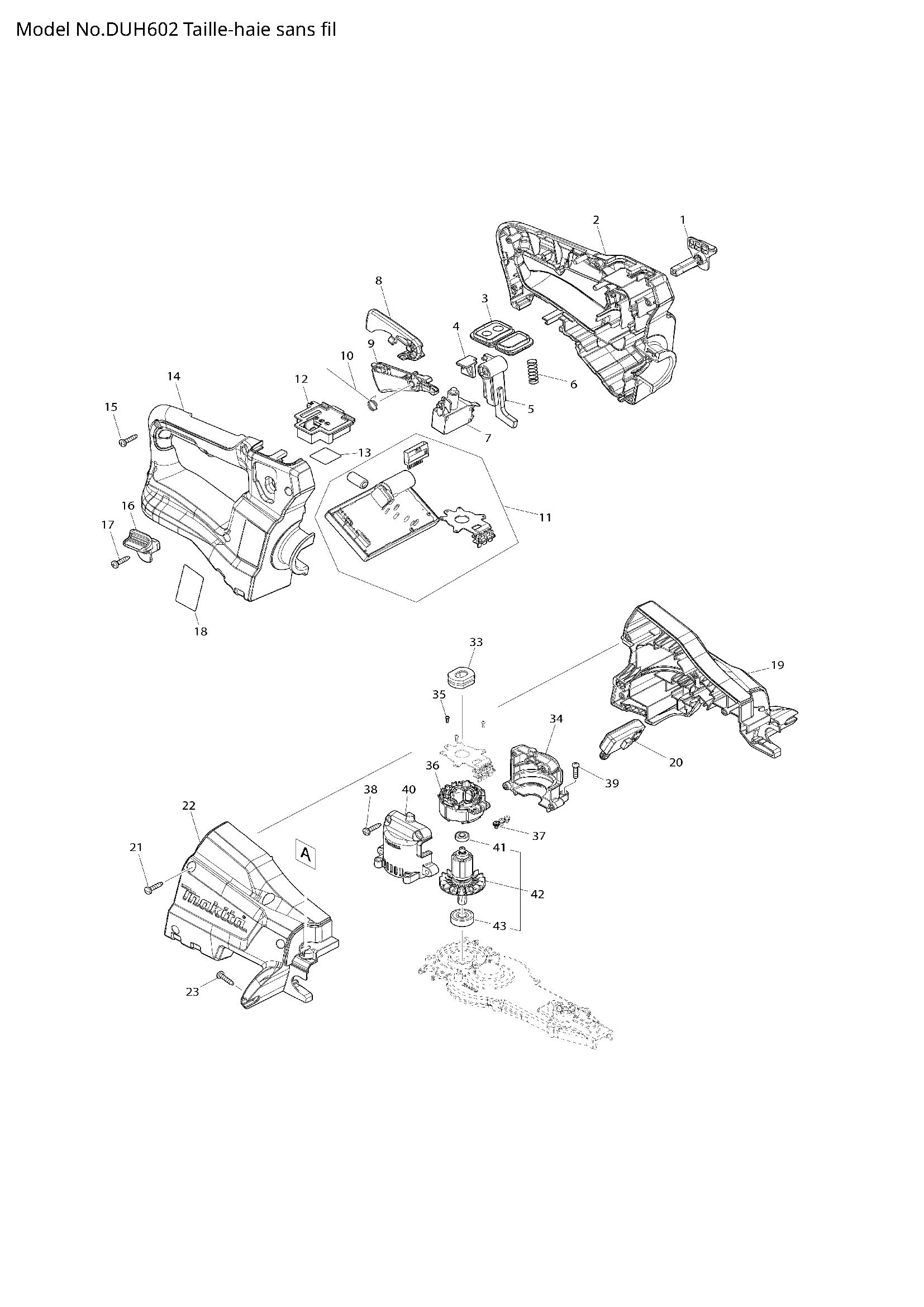 Pièces détachées taille haie Makita DUH602