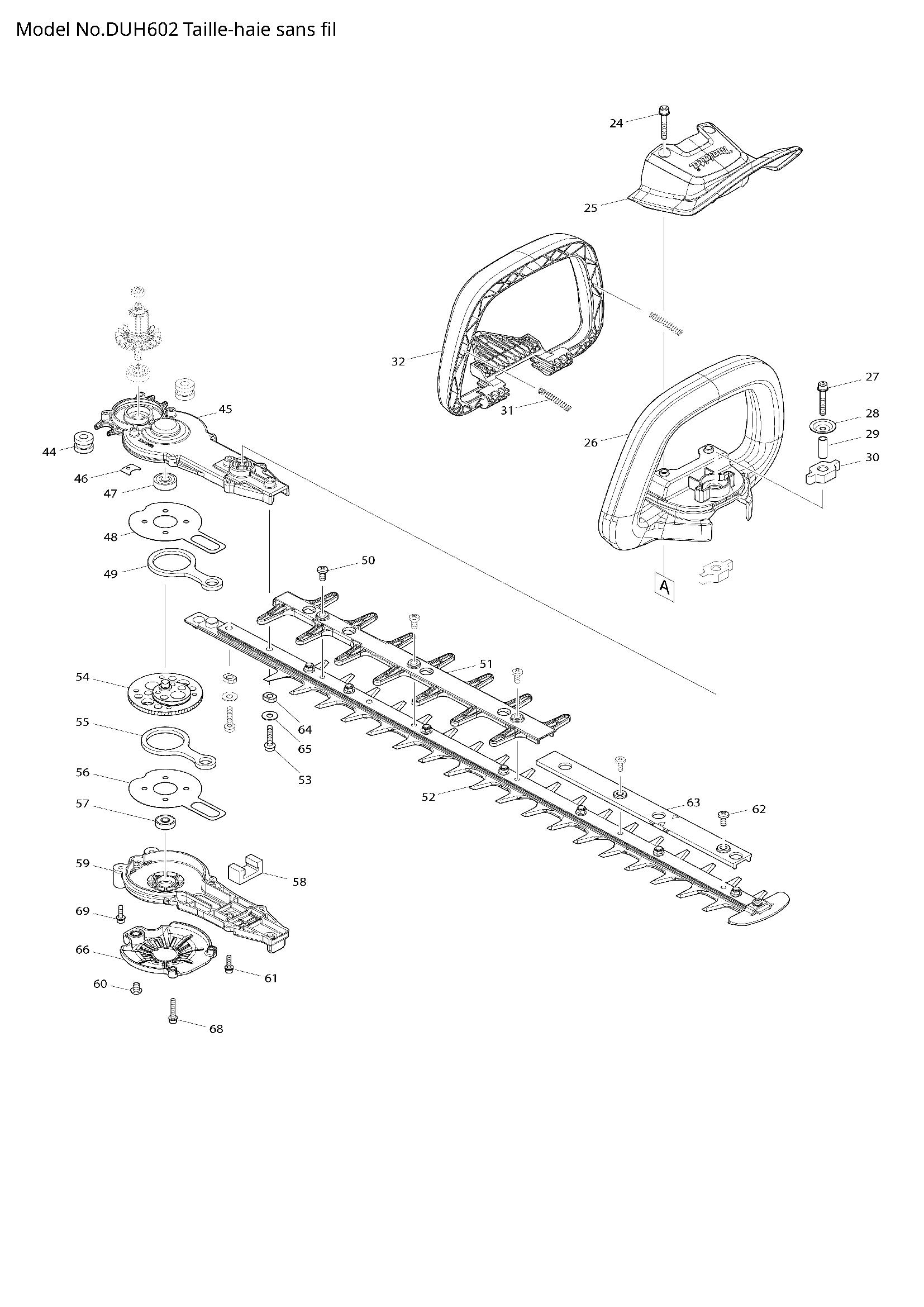 Pièces détachées taille haie Makita DUH602