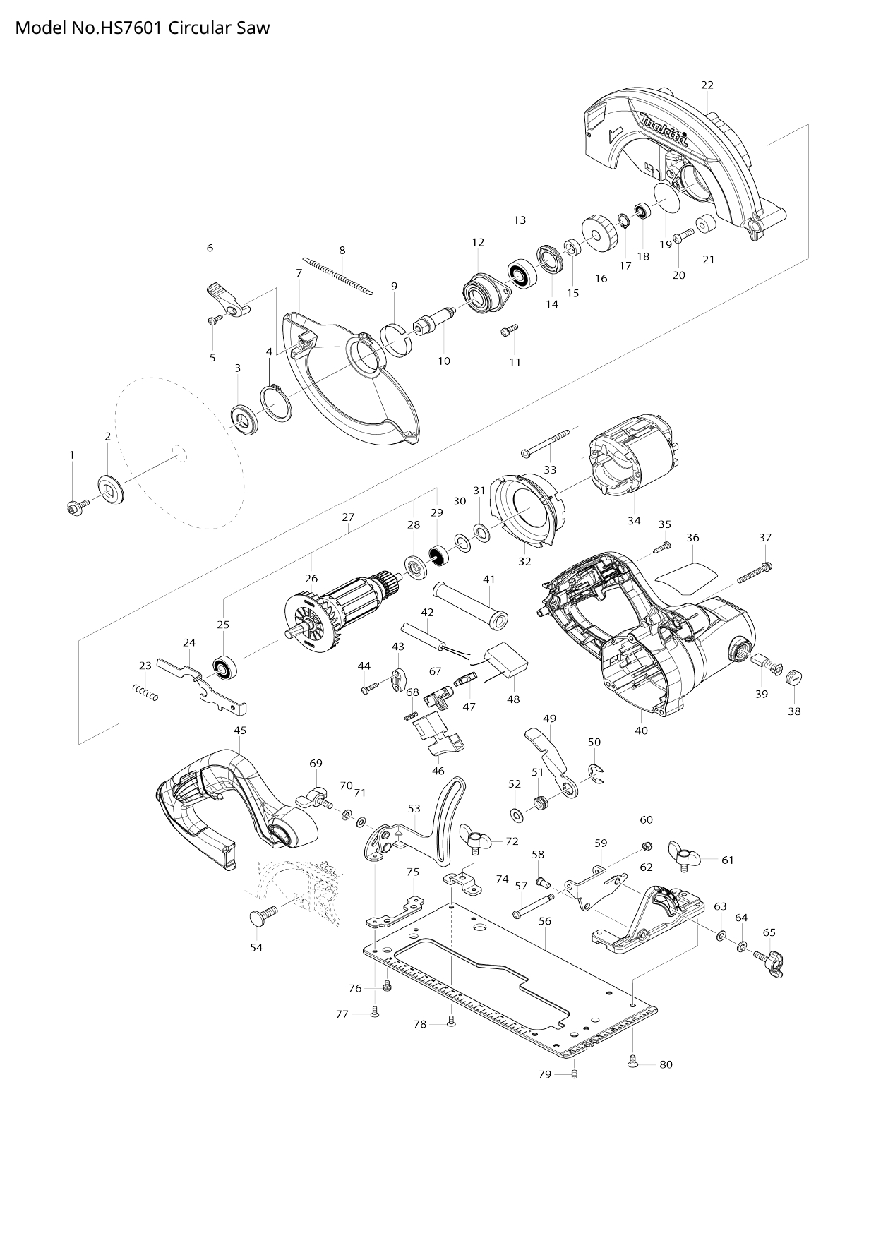 Pièces détachées scie circulaire Makita HS7601