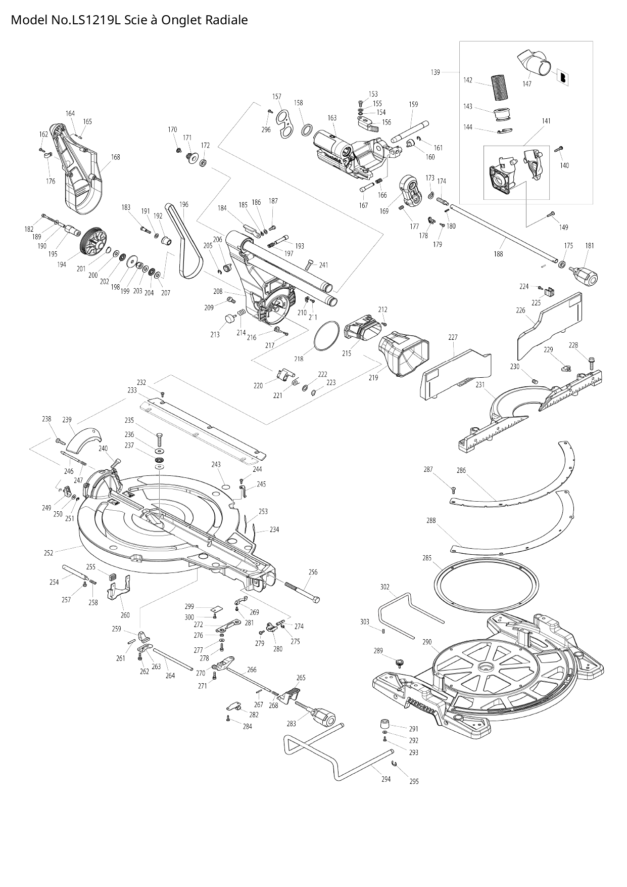Pièces détachées scie radiale Makita LS1219L