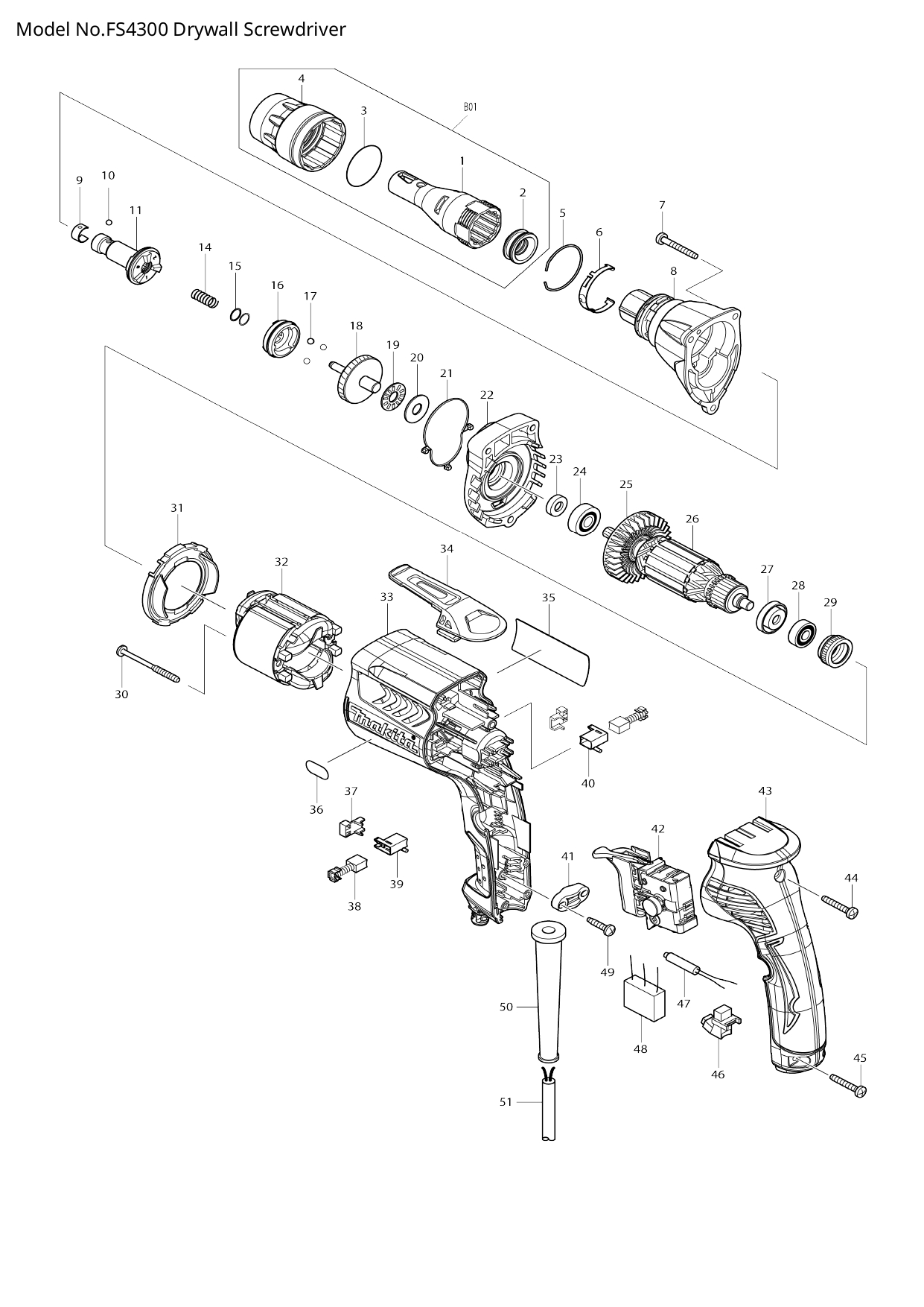 Pièces détachées visseuse Makita FS4300