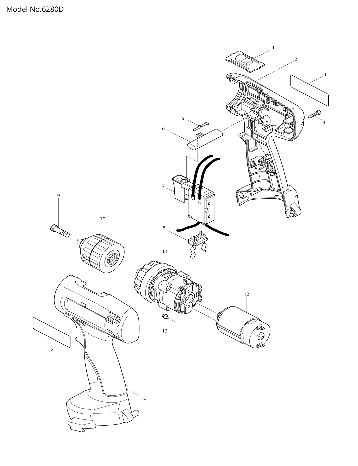Pièces détachées perceuse-visseuse Makita 6280D