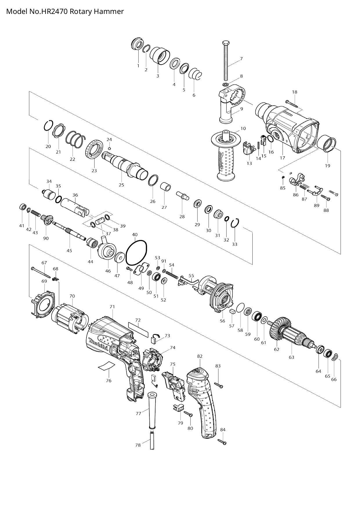 Pièces détachées perforateur Makita HR2470