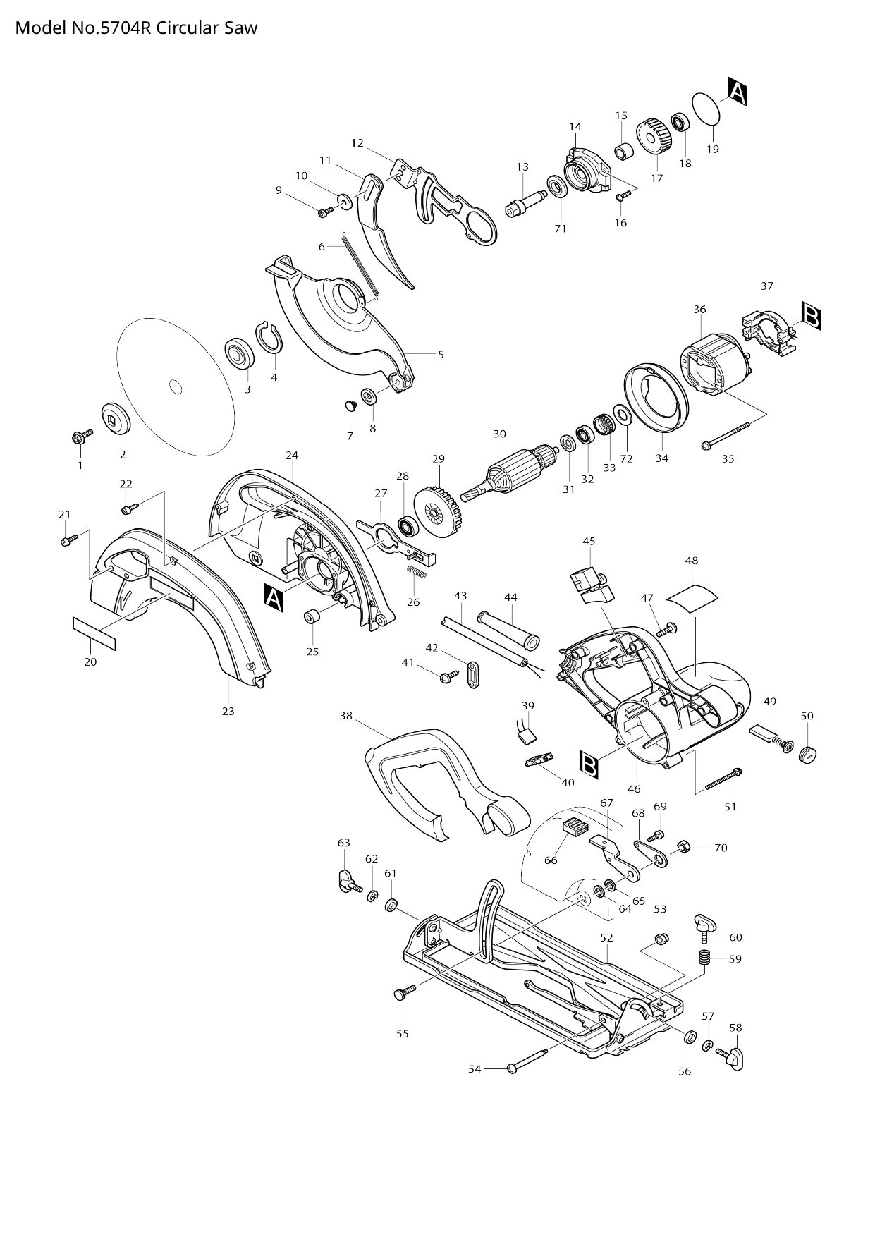 Pièces détachées scie circulaire Makita 5704R