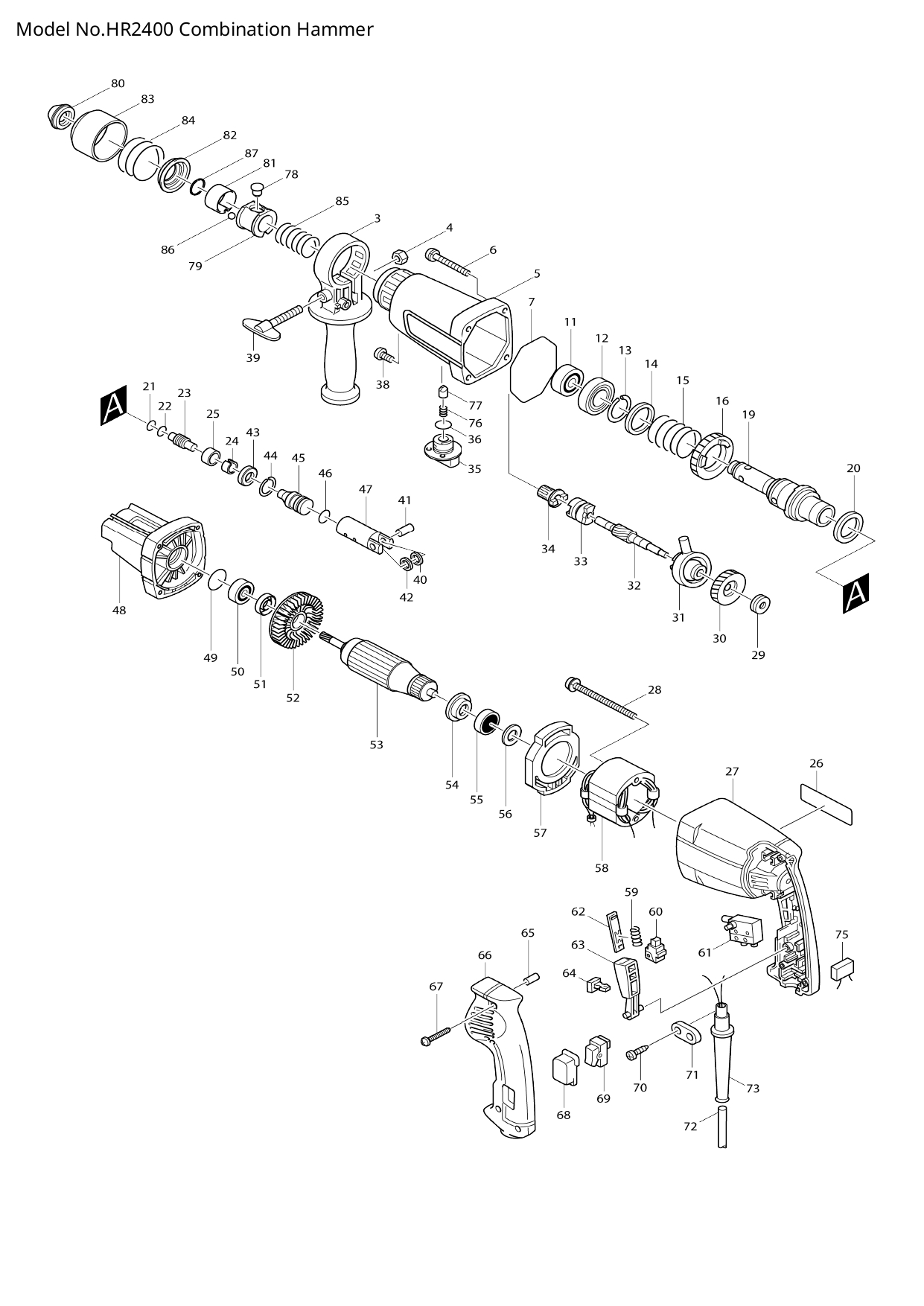 Pièces détachées Perforateur Makita HR2400