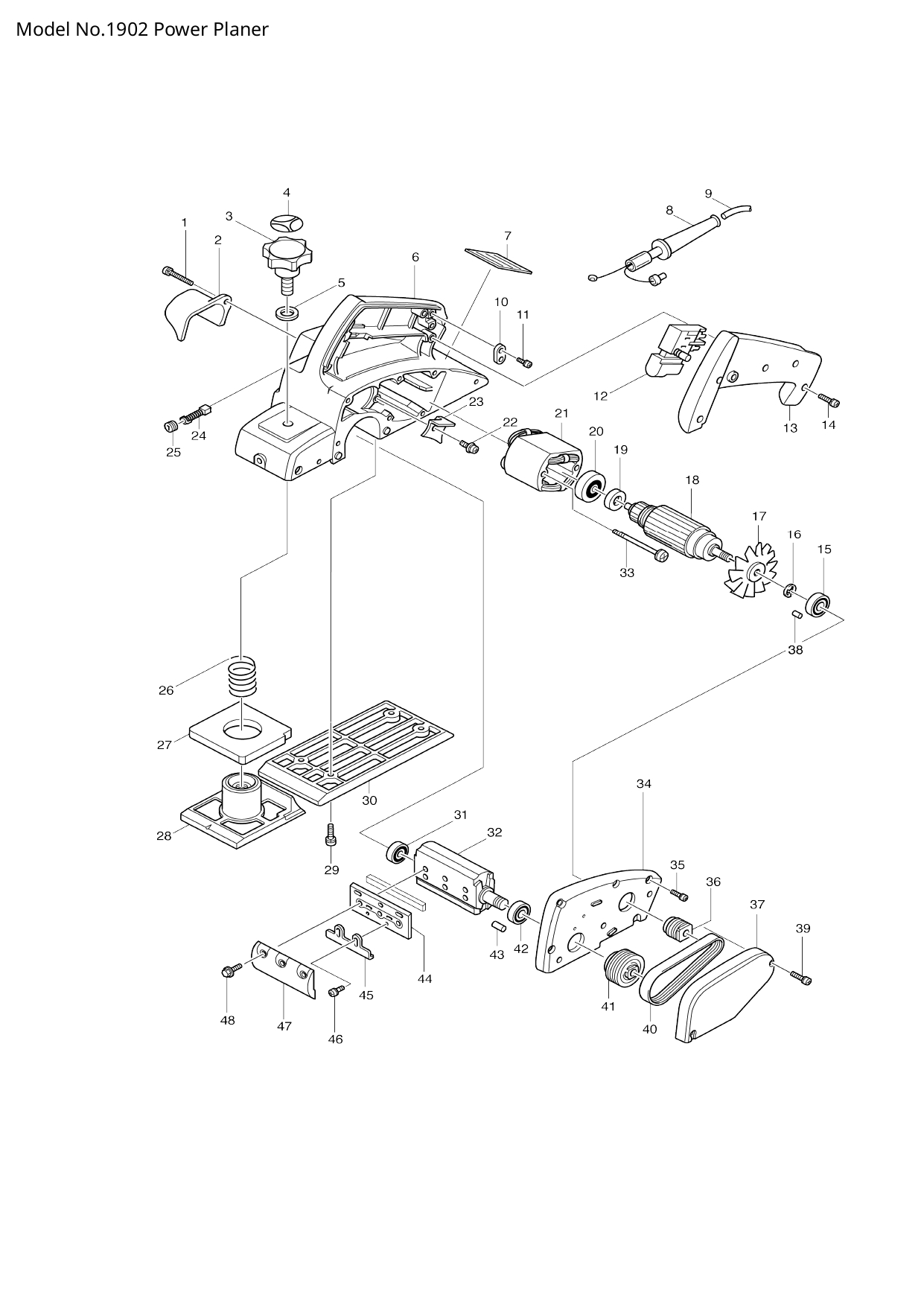 Pièces détachées rabot Makita 1902