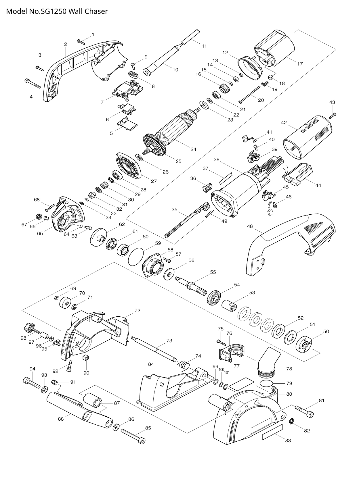 Pièces détachées rainureuse Makita SG1250