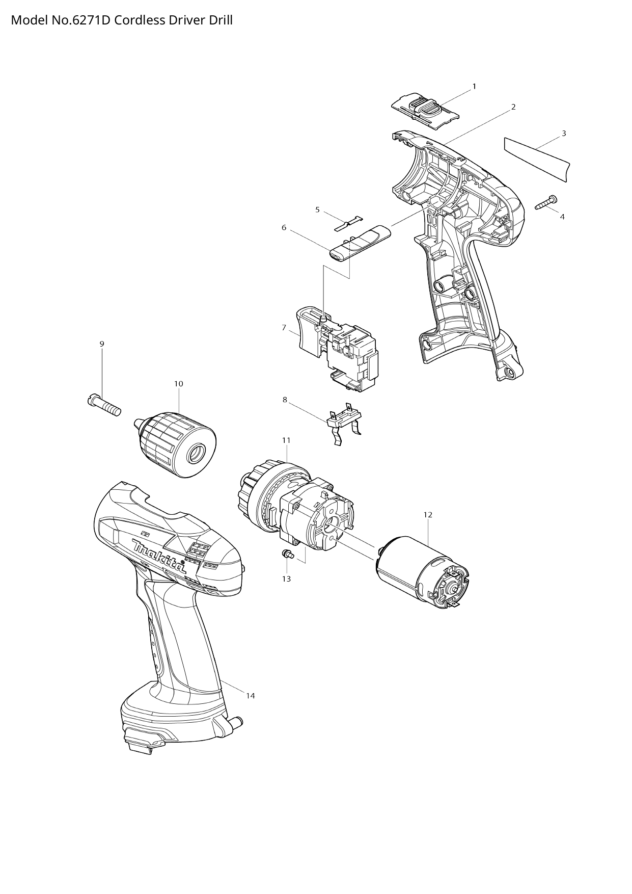 Pièces détachées perceuse - visseuse Makita 6271D
