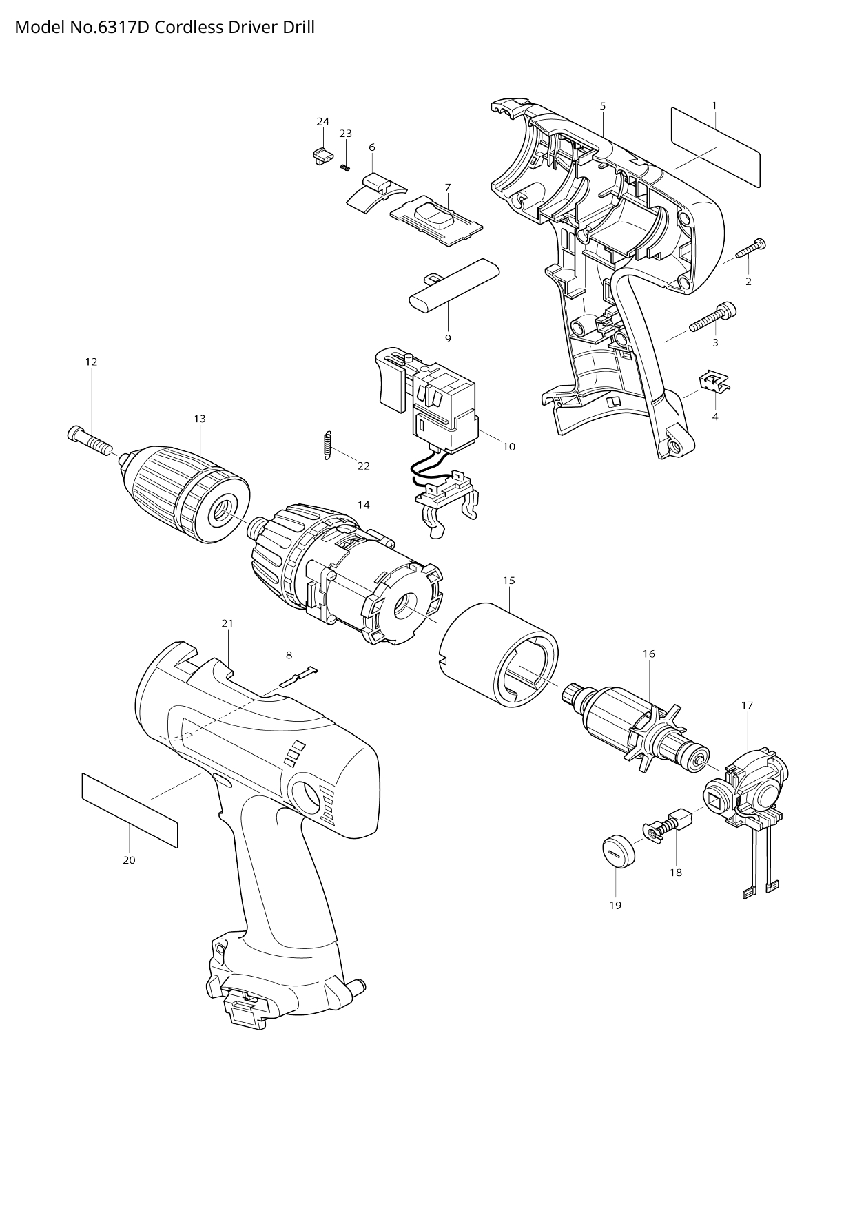 Pièces détachées perceuse - visseuse Makita 6317D